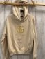 Preview: Brandenburg Couture  Pullover  Gr. 158  beige Kapuze goldene Schrift vorne kleiner Fleck 