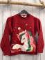 Preview: H&M  Pullover  Gr. 122  rot Strick Einhorn mit Glitzer+ Weihnachtsmütze 