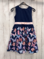 Preview: BonPrix  Kleid  Gr. 128  blaues Oberteil rosa Gürtelband mit Schleife Rock mit Schmetterlingen + Unterrock 