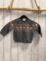 Preview:   Pullover  Gr. 74  grau Strick orange weißes Muster mit Fuchsköpfen + Rauten 