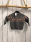 Preview:   Pullover  Gr. 74  grau Strick orange weißes Muster mit Fuchsköpfen + Rauten 