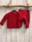 Preview: 2tlg Pullover + Leggings  Gr. 74   rot weiße Punkte Pinguine goldene Schrift 
