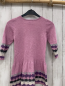 Preview:   Kleid  Gr. 98  rosa Strick Katze Ärmel mit silber lila grau weißer Wellenstreifen 
