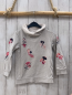 Preview:   Pullover  Gr. 116  hellgrau Blumen großer Kragen mit Plüschfutter 