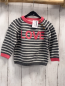 Preview: H&M Pullover Gr. 74  grau weiße Streifen pink Schrift + Bund