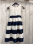 Preview: Topo  Kleid  Gr. 128  weiß blaue Streifen blaue Schleife 