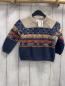 Preview: Pusblu  Pullover  Gr. 92  beige blau mit buntem Muter mit Kristallen 