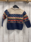 Preview: Pusblu  Pullover  Gr. 92  beige blau mit buntem Muter mit Kristallen 