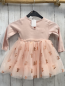 Preview: H&M Kleid Gr. 80  rosa geripptes Oberteil Tüllrock mit Glitzerschleifen