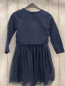 Preview: Happy Girls  Kleid  Gr. 116  blaues Oberteil mit Igel mit bunten Rosetten blauer Tüllüberrock mit silber Glitzerpunkten 