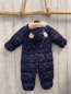 Preview: Next  Winteroverall Gr. 74  dunkelblau rosa Sterne + Tiere Kapuze mit Plüschbund + -ohren 