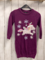 Preview:   Kleid  Gr. 110  pflaume Strick Einhorn Kristalle mit Pailetten