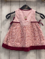 Preview: Sterntaler  Kleid Gr. 68  rosa Feinkord + Blumen Strene weinroter Bund 