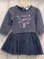 Preview:   Kleid Gr. 74  blau hellgrau silber Streife Tüllrock mit silber Glitzer 
