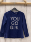 Preview: Original Marines  Langarmshirt  Gr. 116  blau weiße Schrift mit Steinen 