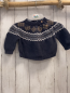Preview: Müsli  Pullover  Gr. 62  grau + weiß hellgrau braunes Muster mit Rauten Strick 