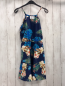 Preview:   Kleid  Gr. 134  dunkelblau bunte Blüten + Blätter 