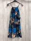 Preview:   Kleid  Gr. 134  dunkelblau bunte Blüten + Blätter 