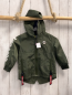 Preview:   Regenjacke  Gr. 98  oliv Kapuze weiße Schrift 