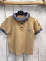 Preview:  T-Shirt Gr. 110  beige blau weiß gestreifter Bund + Kragen