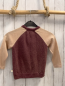 Preview: Hummel Strickjacke  Gr. 104  brombeere beige Ärmel goldene Glitzerpunkte
