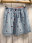 Preview: Mini Boden  Rock Gr. 146/152  hellblau Jeans gestickte bunte Bögen Gummizugbund 