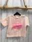 Preview: Zara  T-Shirt  Gr. 110  rosa pink Schrift + pink weiß karierte Schleife 