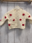 Preview: zara Pullover Gr. 68  creme gehäkelt rote Herzen