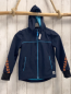 Preview: S´Oiver  Softshelljacke  Gr. 116  blau hellblaue Rieißverschlüss + hellblaues Futter orange schrft 