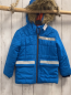 Preview: Esprit  Winterjacke  Gr. 104  hellblau graue Streifen Kapuze mit abtrennbarem Fellbund orange Fleecefutter 