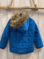 Preview: Esprit  Winterjacke  Gr. 104  hellblau graue Streifen Kapuze mit abtrennbarem Fellbund orange Fleecefutter 