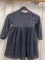 Preview: M&S Kleid  Gr. 98  graues Rippenoberteil mit weißen Herzen Tüllüberrock