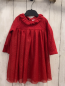 Preview: Petit Bateau  Kleid  Gr. 80  rot goldene Glitzerpunkte Tüllüberrck mit goldenen Punkten 
