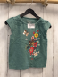 Preview:   T-Shirt  Gr. 98  oliv bunte Blumen goldene Pailettenschmetterlinge 