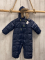 Preview: Manguun Winteroverall Gr. 80  blau Kapuze mit Fellbund hellgrüne Roboter 