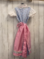 Preview: 3tlg Stockerpoint Trachtenkleid + Bluse + Schürze Gr. 134  blau weiß kariert + weiß + rosa mit weißen Punkten