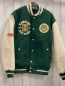 Preview: H&M  Collegejacke Gr. M grün mit Schrift + Tigeraufnäher creme lederoptik Ärmel 