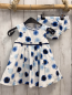 Preview: 2tlg Obaibi  Kleid + Höschen  Gr. 74  weiß blau schwarz hellblaue Krseie weiße PUmten 