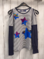 Preview: Desigual  Langarmshirt  Gr. 134/140  weiß schwarze Streifen blaue Ärmel Pailettensterne 