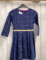 Preview: Mini Boden Kleid Gr. 152  blau goldene Glitzersterne Glitzerstreifen