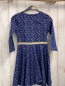 Preview: Mini Boden Kleid Gr. 152  blau goldene Glitzersterne Glitzerstreifen