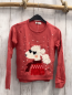Preview: H&M  Pullover  Gr. 122/128  hellrot Strick weißer Plüschpudel mit schwarzer Brille 