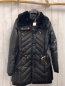 Preview: Michael Kors  Wintermantel Gr. M schwarz Kragen mit abtrennbarem Fellband Füllung 60 %  Daunen 40 % Federn