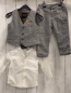 Preview: 3tlg Next  Hemd Weste + Hose  Gr. 74  grau hellgraue Zackenstreifen + weiß 