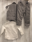Preview: 3tlg Next  Hemd Weste + Hose  Gr. 74  grau hellgraue Zackenstreifen + weiß 