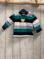 Preview: Steiff  Pullover  Gr. 74  blau hellblau grün weiße Streifen Plüschbärenkopf 
