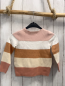 Preview: H&M  Pullover  Gr. 98  rosa weiß braun beige Streifen mit Wabenmuster Lochmuster + Rippen 