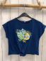 Preview:   T-Shirt  Gr. 122  blau bunte Früchte mit Pailetten vorne gebunden 
