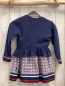 Preview: 2tlg Tutto Piccolo  Kleid + Sweatjacke  Gr. 110  blau + weiß weinroter Druck + weiß rote Streifen + weiß roter Streifnbund 