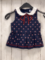 Preview: Janie & Jack  Sommerbluse  Gr. 98  blau weiß rote Blumen weißer Kragen blau rote Schleife 